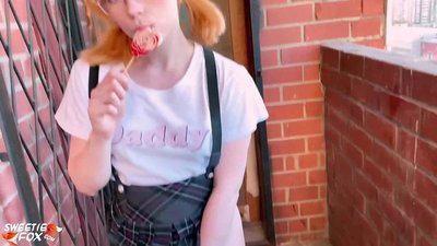 Schoolgirl Sucks her dick deeply and fucks instead of classes.